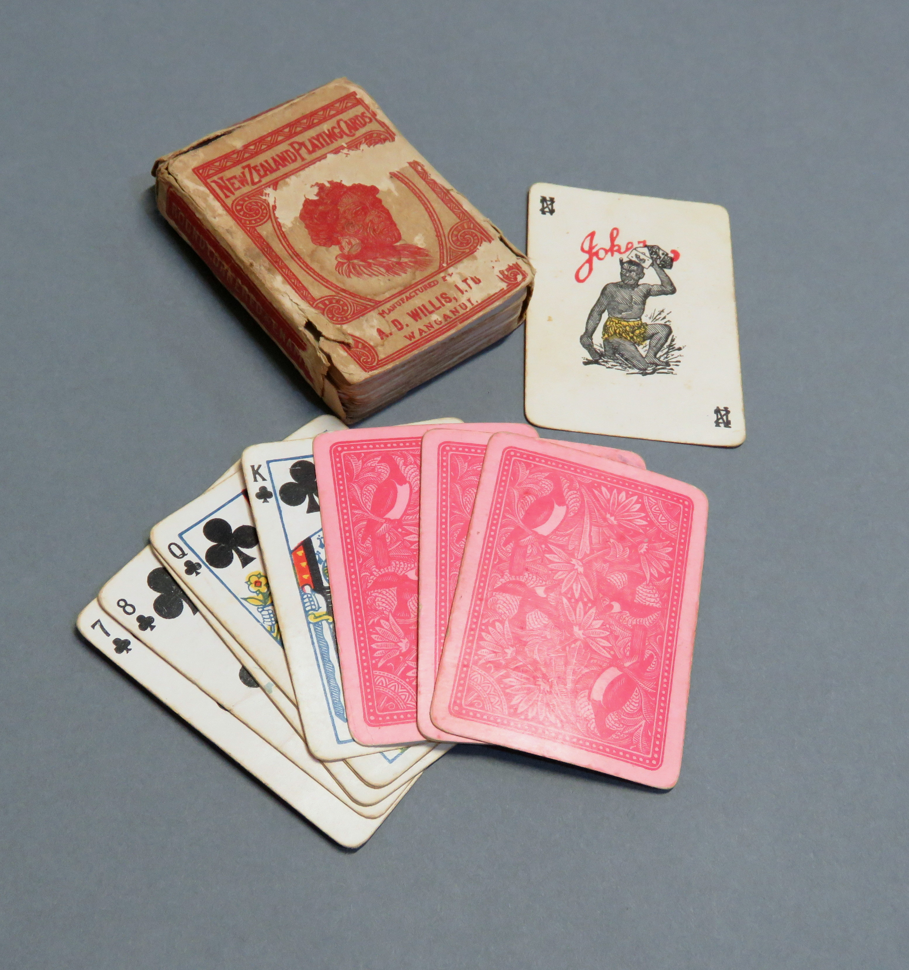 Early 20th century NZ playing cards made by A.D. Willis, Whanganui (Whangarei Museum 1990.29.5)